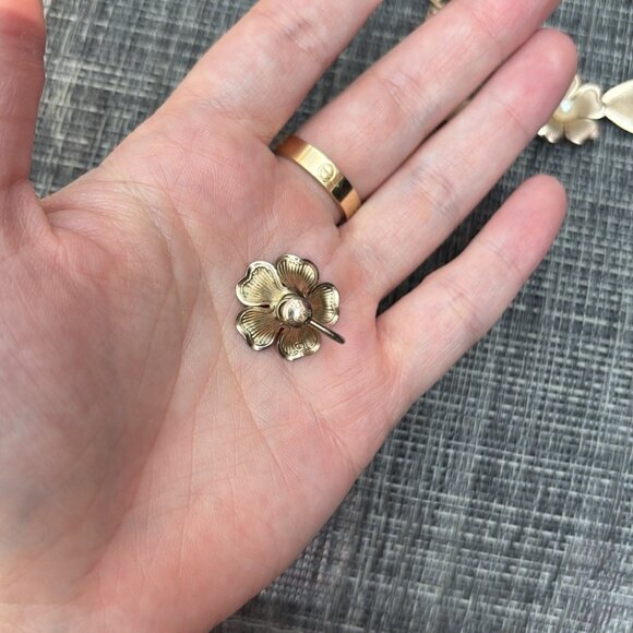 Loran Sim Vintage Elegant Rose Gold Tone Flower Pearl Necklace And Earrings Set - Picture 10 of 11